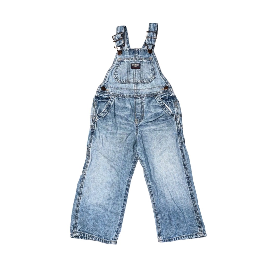 OshKosh B'gosh Denim Overalls Kids 3T Blue Excellent Carpenter Bib Jeans